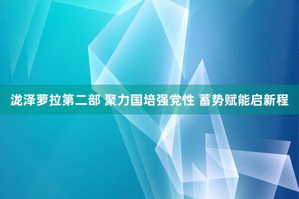 泷泽萝拉第二部 聚力国培强党性 蓄势赋能启新程