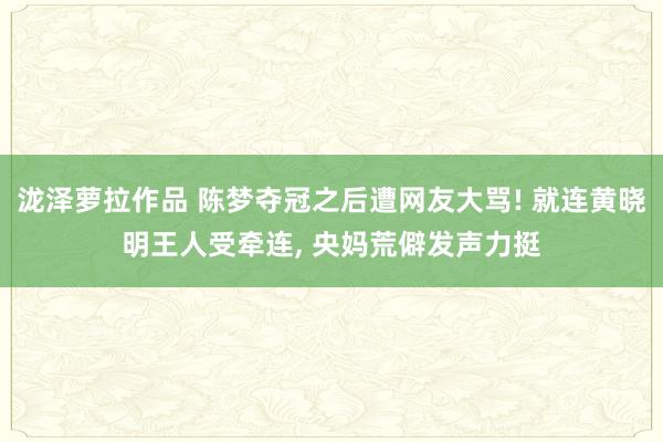 泷泽萝拉作品 陈梦夺冠之后遭网友大骂! 就连黄晓明王人受牵连， 央妈荒僻发声力挺