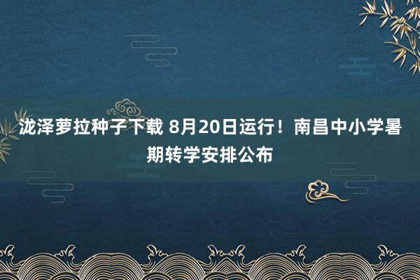 泷泽萝拉种子下载 8月20日运行！南昌中小学暑期转学安排公布