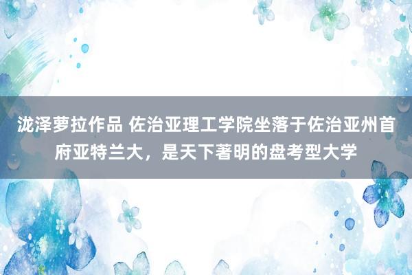 泷泽萝拉作品 佐治亚理工学院坐落于佐治亚州首府亚特兰大，是天下著明的盘考型大学