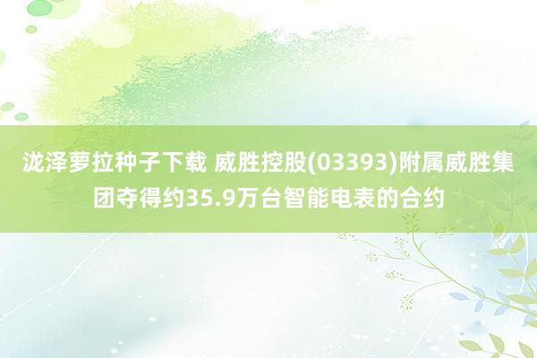 泷泽萝拉种子下载 威胜控股(03393)附属威胜集团夺得约35.9万台智能电表的合约