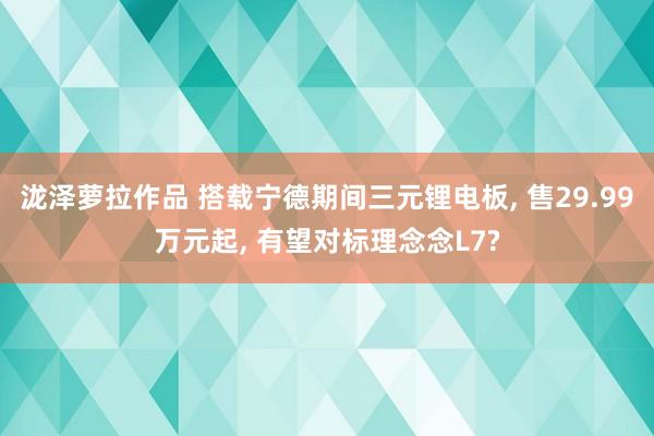 泷泽萝拉作品 搭载宁德期间三元锂电板， 售29.99万元起， 有望对标理念念L7?