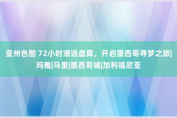 亚州色图 72小时潜逃盘算，开启墨西哥寻梦之旅|玛雅|马里|墨西哥城|加利福尼亚