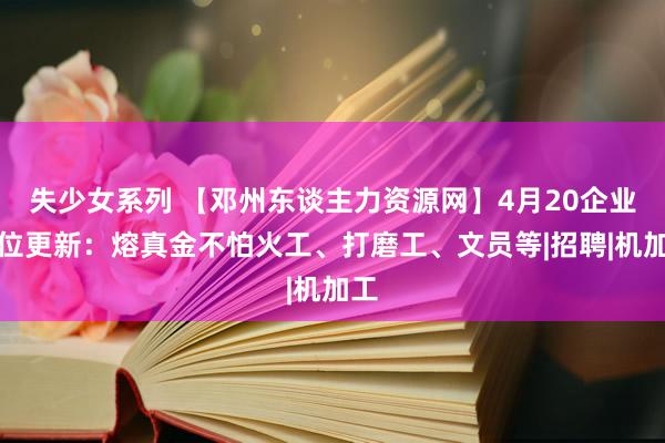 失少女系列 【邓州东谈主力资源网】4月20企业职位更新：熔真金不怕火工、打磨工、文员等|招聘|机加工